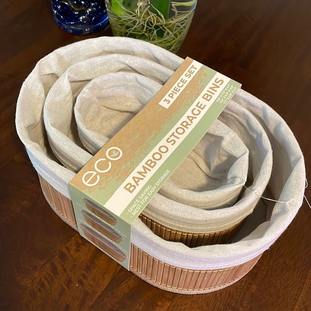 eco Bamboo Storage Bins 3-piece set NWT